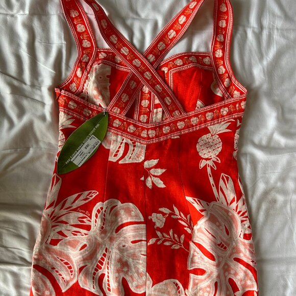 Farm Rio Red Lace Monsteras Mini Dress Size Large - Picture 2 of 3
